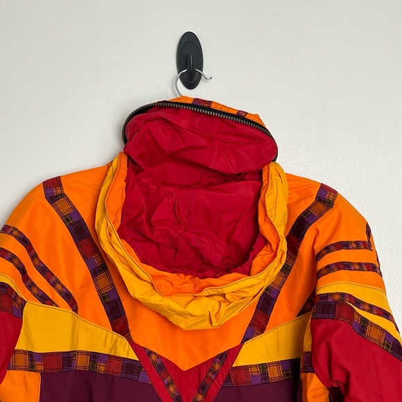 Vintage Custom Ski Suit Colorblock Fulllength Hooded Zipper Pockets Belt Size S - Picture 6 of 13